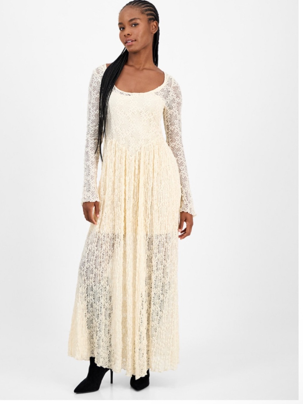 Lace Scoop-Neck Maxi Dress,
